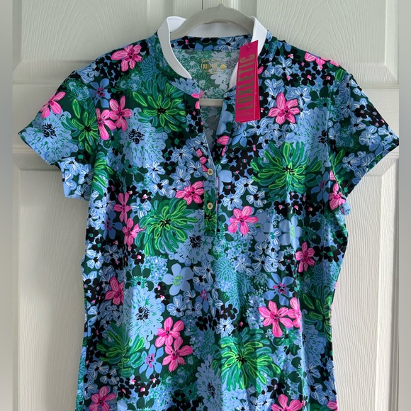 Brand New Lilly Pulitzer UPF 50+ Luxletic Frida Polo in Multi Soiree All Day, XL - Picture 5 of 6